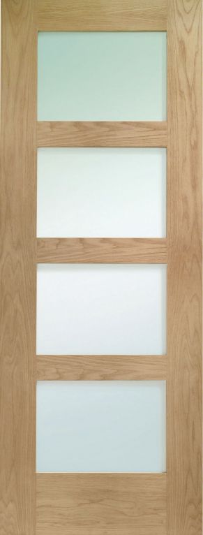 Shaker 4 Panel Pre-Finished Door with Clear Glass